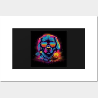 Neon colored dog design Posters and Art